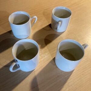 Vintage White Ceramic Dining Mugs Setfrom 1986 set of four solid white 2 inch